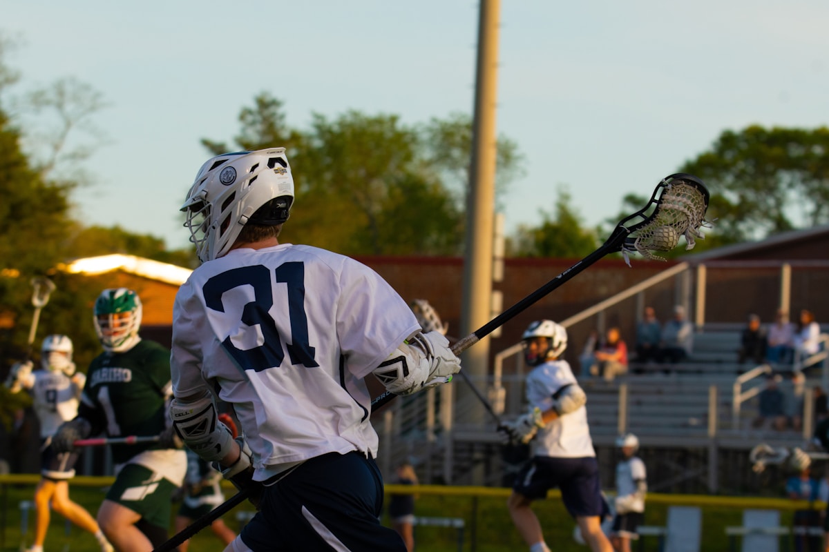 A high school athlete in game action during a competitive match